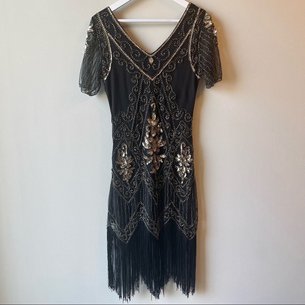 1920s Flapper dress, Great Gatsby, beautiful beaded gown, size medium